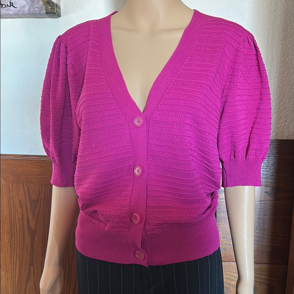 Women's Pink Button-Up Sweater